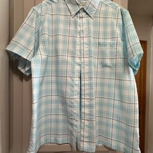 Haggar Light Blue Plaid Casual Shirt